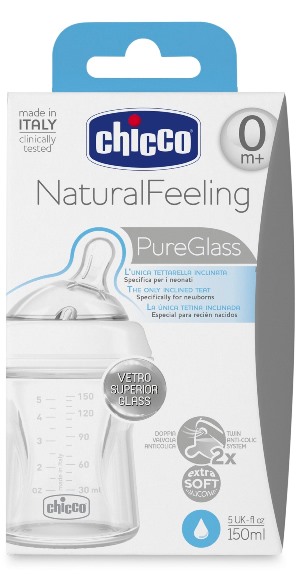 CHICCO BIBERON NATURALFEELING VETRO 0M+ 150 ML - Farmastop
