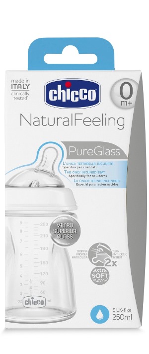 CHICCO BIBERON NATURALFEELING VETRO 0M+ 250 ML - Farmastop