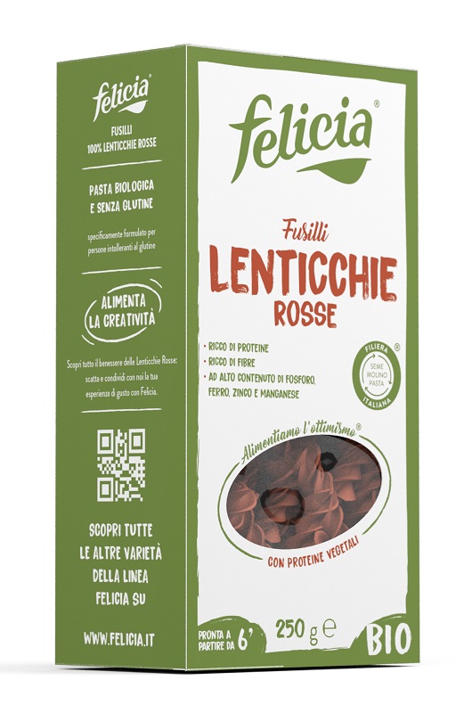 FELICIA BIO FUSILLI DI LENTICCHIE ROSSE 250 G - Farmastop