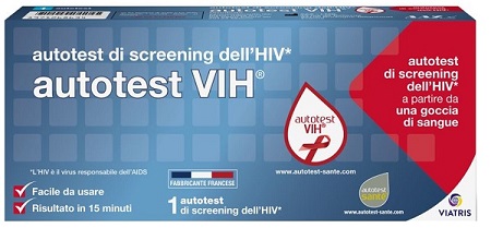 AUTOTEST VIH SCREENING DELL'HIV CONTIENE 1 AUTOTEST + SOLUZIONE + BISTURI + CEROTTO + GARZA + SALVIETTA DISINFETTANTE - Farmastop