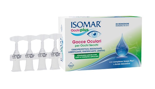 ISOMAR OCCHI PLUS GOCCE OCULARI PER OCCHI SECCHI ALL'ACIDO IALURONICO 0,25% 30 FLACONCINI MONODOSE - Farmastop