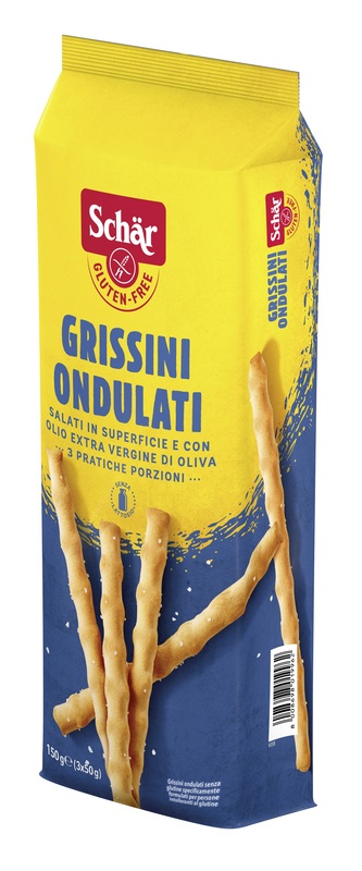 SCHAR GRISSINI ONDULATI SALATI IN SUPERFICIE 3 PORZIONI DA 50 G - Farmastop