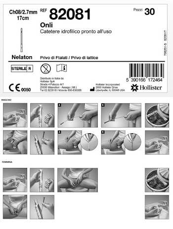CATETERE IDROFILO INTERMITTENTE ONLI PRONTO ALL'USO 17 CM CH8 30 PEZZI - Farmastop