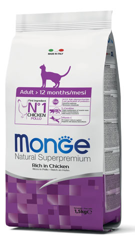 MONGE NATURAL SUPERPREMIUM SECCO GATTO ADULT CAT 1,5 KG - Farmastop