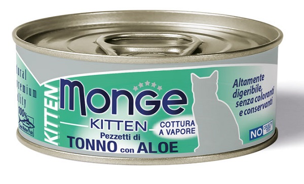 MONGE NATURAL QUALITY GATTO MONGE JELLY PEZZETTI TONNO BONITO/ALOE KITTEN 80 G - Farmastop