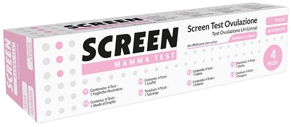 TEST RAPIDO CHE RILEVA TRAMITE URINA L'ORMONE LH INDIVIDUANDO IL PERIODO DI OVULAZIONE 4 PEZZI SCREEN MAMMA TEST OVULAZIONE - Farmastop