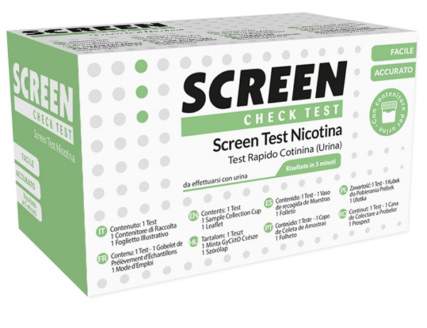 TEST RAPIDO CHE RILEVA LA PRESENZA DELLA COTININA/NICOTINA TRAMITE URINA SCREEN CHECK TEST NICOTINA - Farmastop