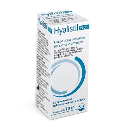 GOCCE OCULARI HYALISTIL PLUS ACIDO IALURONICO 0,4% ACQUA DISTILLATA DI GINKGO BILOBA + MIRTILLO NERO + FINOCCHIO + CENTELLA ASIATICA 10 ML - Farmastop