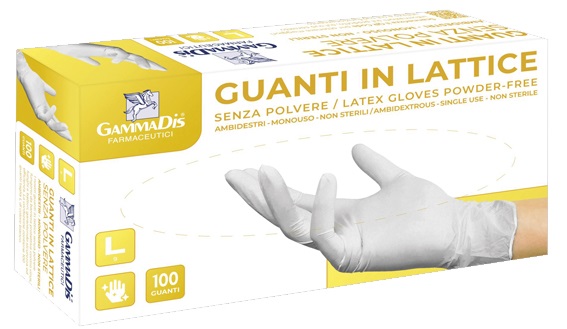 GUANTI LATTICE CON POLVERE MEDIUM 100 PEZZI GAMMADIS - Farmastop