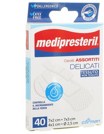 MEDIPRESTERIL CEROTTI DELICATI ASSORTITI 4 FORMATI 40 PEZZI - Farmastop