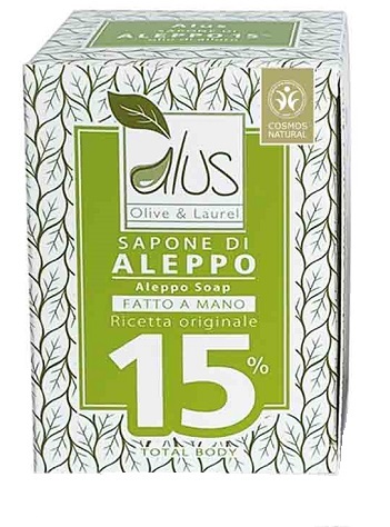 ALUS OLICE & LAUREL SAPONE DI ALEPPO FATTO A MANO 15% 200 G - Farmastop