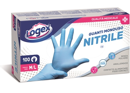 LOGEX GUANTO IN NITRILE M/L 100 PEZZI - Farmastop