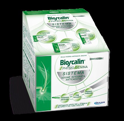 BIOSCALIN PHYSIOGENINA SISTEMA COMPRESSE 25 G + FIALE 35 ML + SHAMPOO RIVITALIZZANTE 200 ML - Farmastop