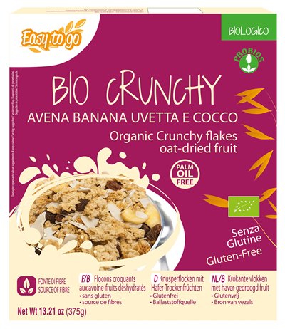 EASY TO GO BIO CRUNCHY AVENA BANANA UVETTA E COCCO 375 G - Farmastop