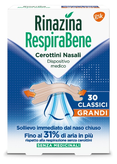 RINAZINA RESPIRABENE CEROTTI NASALI CLASSICI GRANDI CARTON 30 PEZZI - Farmastop