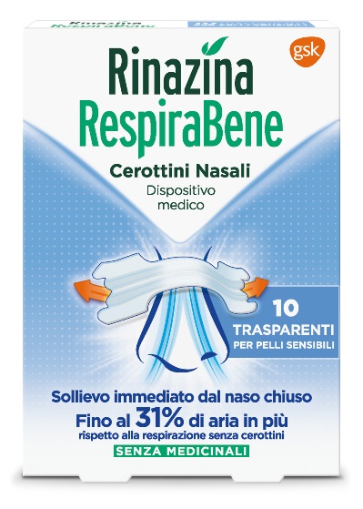 RINAZINA RESPIRABENE CEROTTI NASALI TRASPARENTI CARTON 10 PEZZI - Farmastop