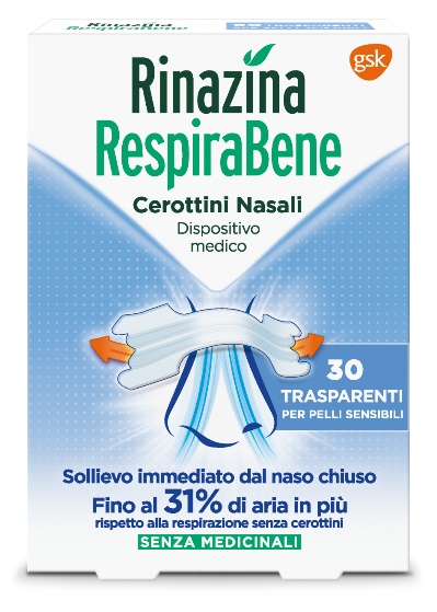 RINAZINA RESPIRABENE CEROTTI NASALI TRASPARENTI CARTON 30 PEZZI - Farmastop