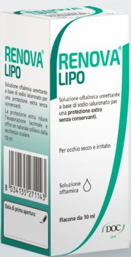 RENOVA COLLIRIO SOSTITUTO LACRIMALE A BASE DI ACIDO IALURONICO 0,4% E LIPIDI FLACONE DA 10 ML SENZA CONSERVANTI - Farmastop