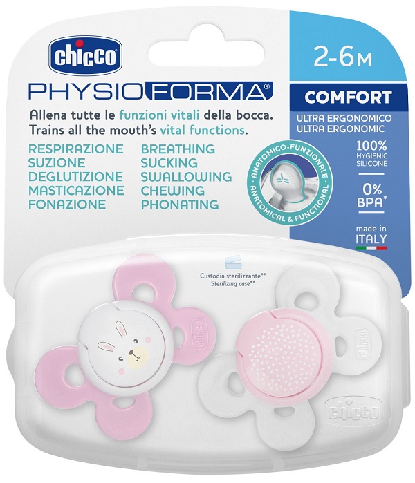 CHICCO SUCCHIETTO COMFORT GIRL SILICONE 0-6 MESI 2 PEZZI - Farmastop