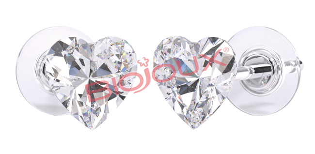 ORECCHINO POST FORATURA SWAROVSKI CRYSTAL HEART ARTICOLO BJT964 - Farmastop