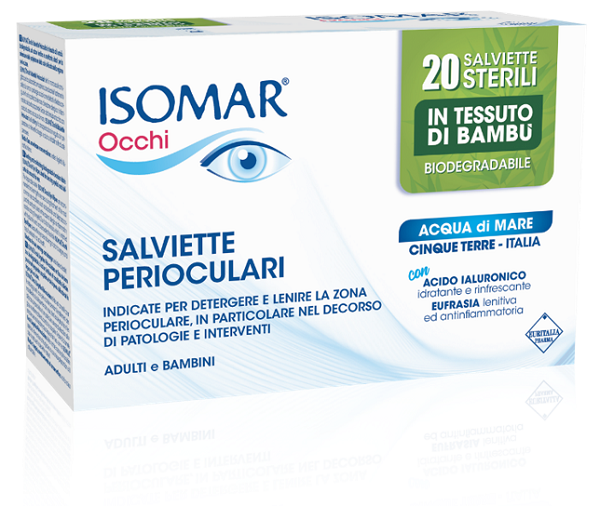 ISOMAR OCCHI SALVIETTE PERIOCULARI ADULTI E BAMBINI 20 PEZZI - Farmastop