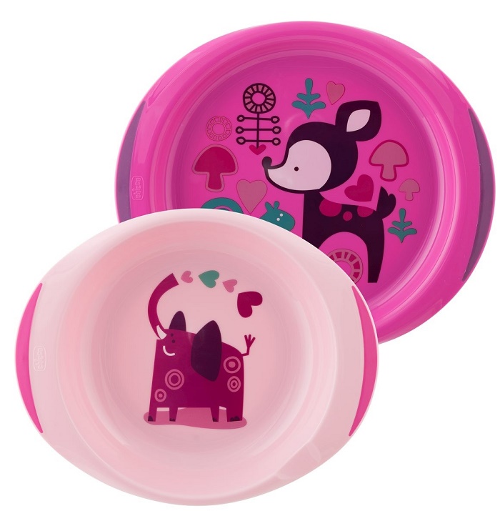 CHICCO PIATTO FONDO E PIANO 12 MESI+ ROSA/VERDE - Farmastop