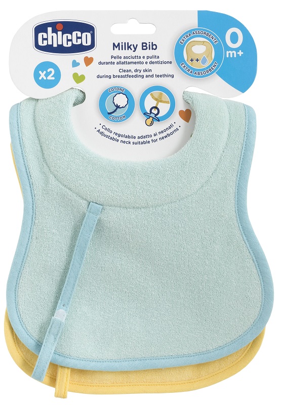 CHICCO BAVAGLINE 0M+ 2PZ AZZURRO - Farmastop