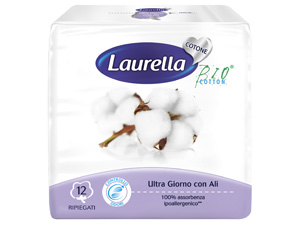 ASSORBENTE LAURELLA IN COTONE ULTRA GIORNO CON ALI 12 PEZZI - Farmastop