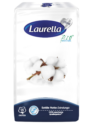 ASSORBENTE LAURELLA IN COTONE SOTTILE NOTTE DISTESO 14 PEZZI - Farmastop