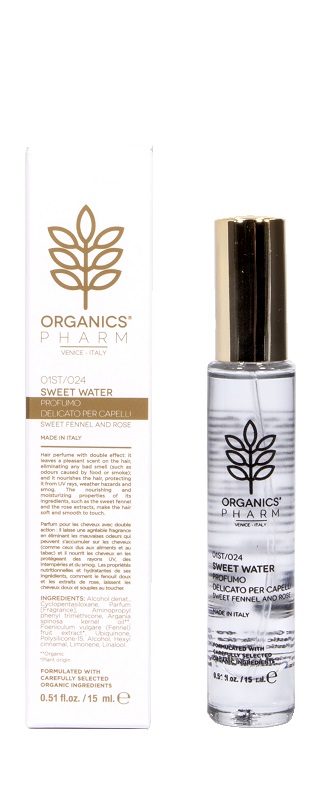 ORGANICS PHARM SWEET WATER PROFUMO DELICATO PER CAPELLI FINOCCHIO E ROSA 15 ML - Farmastop
