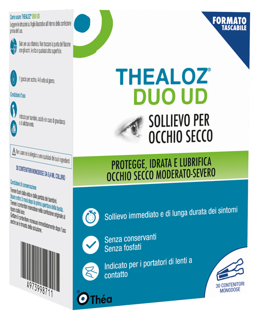 GOCCE OCULARI THEALOZ DUO UD 30 CONTENITORI MONODOSE 0,4 ML - Farmastop