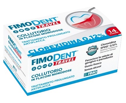 FIMODENT TRAVEL COLLUTORIO CLOREXIDINA SPDD 0,12% 14 FLACONCINI MONODOSE 10 ML - Farmastop