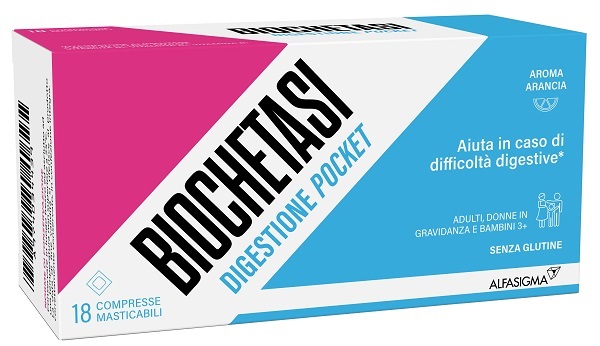 BIOCHETASI DIGESTIONE POCKET 18 COMPRESSE MASTICABILI - Farmastop