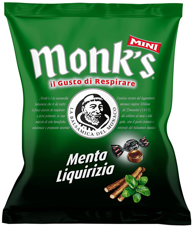 MONKS MENTA E LIQUIRIZIA SENZA ZUCCHERO 60 G - Farmastop