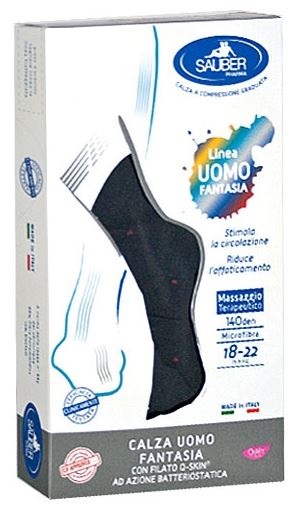 SAUBER CALZA UOMO FANTASIA Q-SKIN 140 DEN BLU POIS ROSSI TAGLIA M - Farmastop