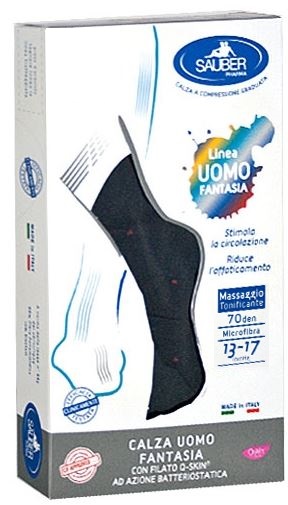 SAUBER CALZA UOMO FANTASIA Q-SKIN 70 DEN BLU POIS ROSSI TAGLIA M - Farmastop