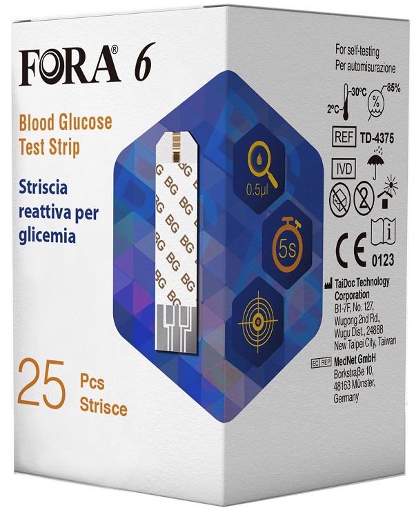 STRISCE REATTIVE RILEVAMENTO GLICEMIA FORA 6 CONNECT BOX DA 25 PEZZI - Farmastop