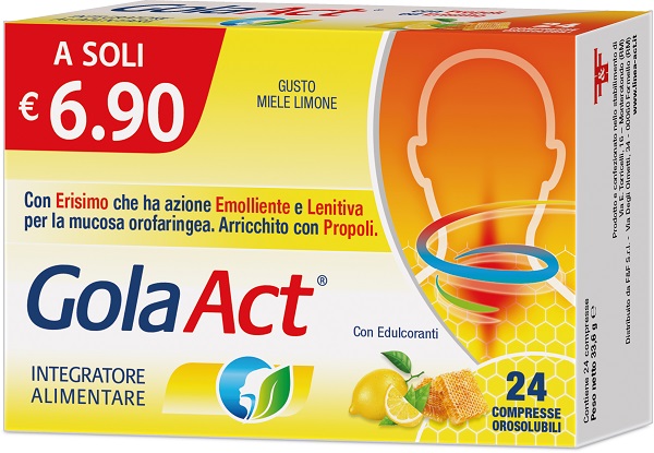 GOLA ACT MIELE LIMONE 24 COMPRESSE SOLUBILI 33,6 G - Farmastop