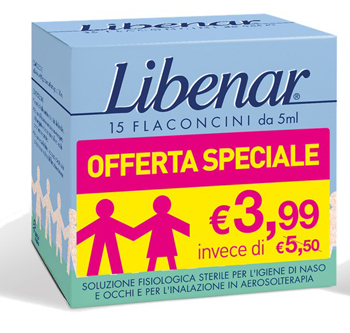 LIBENAR 15 FLACONCINI SOLUZIONE ISOTONICA 5 ML TAGLIO PREZZO - Farmastop
