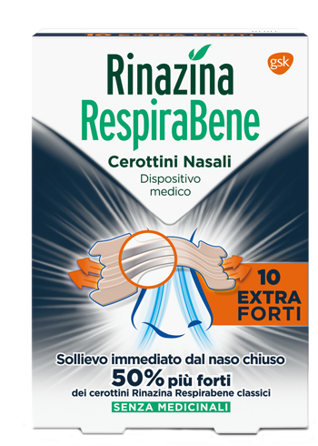 RINAZINA RESPIRABENE CEROTTI NASALI EXTRA FORTI 10 PEZZI - Farmastop
