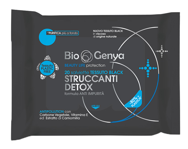 BIOGENYA BEAUTY LIFE PROTECTION 20 SALVIETTE TESSUTO BLACK STRUCCANTI DETOX - Farmastop