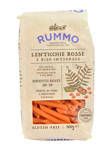 RUMMO PENNETTE RIGATE N 70 LENTICCHIE ROSSE E RISO INTEGRALE 300 G - Farmastop