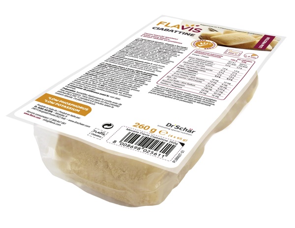 FLAVIS CIABATTINE PANINI BIANCHI APROTEICI 4 PEZZI DA 65 G - Farmastop