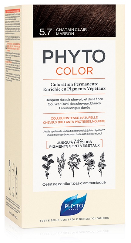 PHYTOCOLOR 5,7 CASTANO CHIARO TAB LATTE + CREMA + MASCHERA + 1 PAIO DI GUANTI - Farmastop
