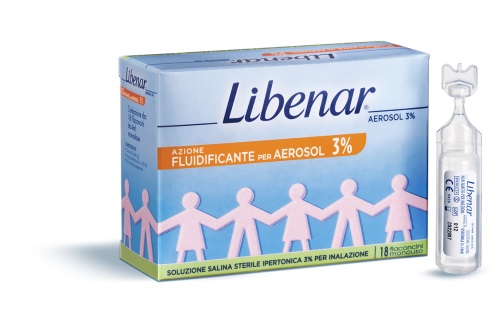 SOLUZIONE SALINA IPERTONICA 3% LIBENAR PER INALAZIONE CON AEROSOL 18 FLACONCINI MONOUSO X 4ML - Farmastop
