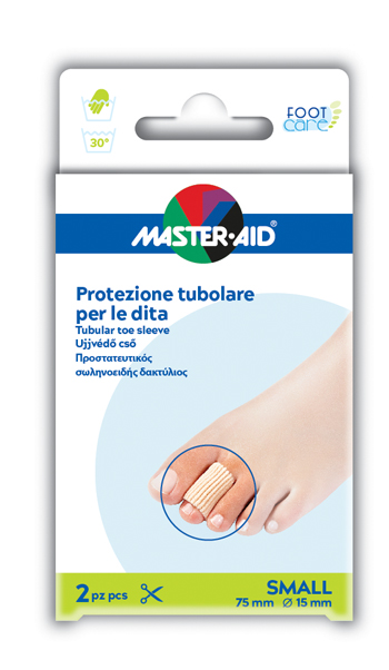 PROTEZIONE TUBOLARE IN GEL MASTER-AID FOOTCARE ELASTICIZZATO SMALL 7,5 CM 15 MM 2 PEZZI C4 - Farmastop