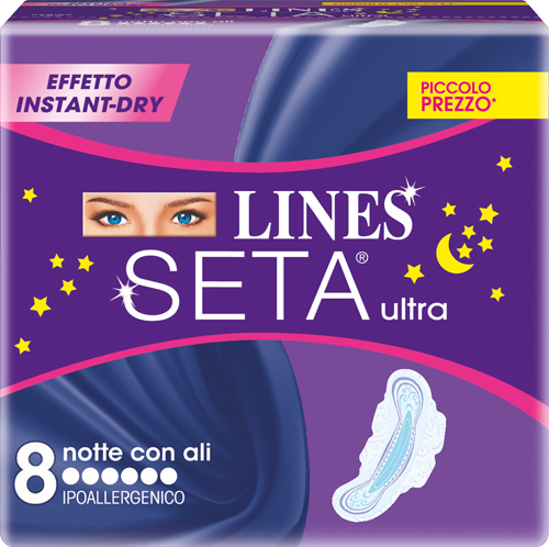 LINES SETA ULTRA ASSORBENTI DA NOTTE 8 PEZZI - Farmastop