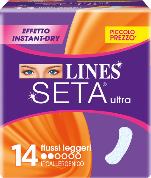 LINES SETA ULTRA ASSORBENTI PER FLUSSI LEGGERI 14 PEZZI - Farmastop