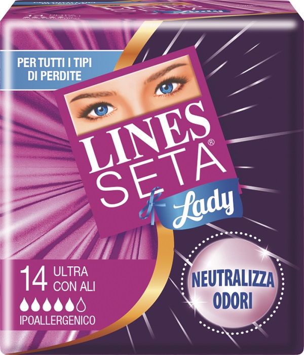 ASSORBENTE LINES SETA ULTRA LADY CON ALI 14 PEZZI - Farmastop