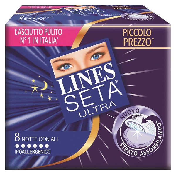 LINES SETA ULTRA ASSORBENTI CON ALI NOTTE 10 PEZZI - Farmastop